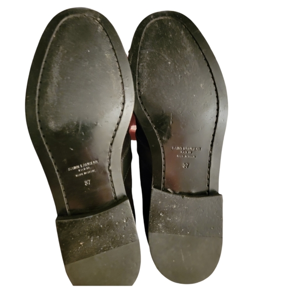 SAINT LAURENT | Women's Black Suede Motorcycle Boot w/Strap Buckles 37 - Picture 9 of 11